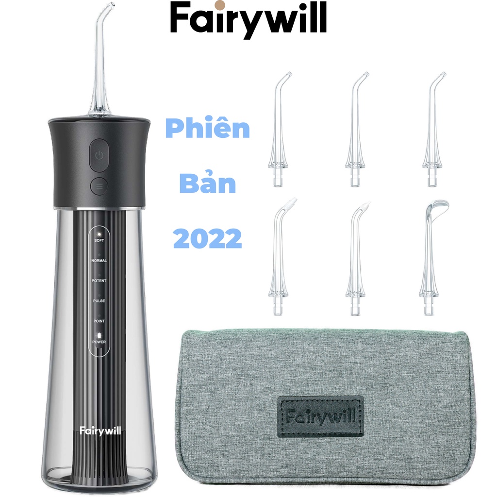 Máy tăm nước Fairywill F30 phiên bản 2024. Tặng kèm 6 đầu tăm đa chức năng và túi Fairywill chính hãng. Hàng nhập khẩu