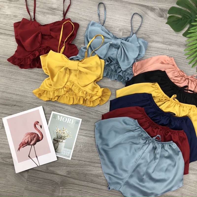 SET BỘ NƠ NGỰC VIỀN BÈO LỤA SATIN SIÊU ĐẸP