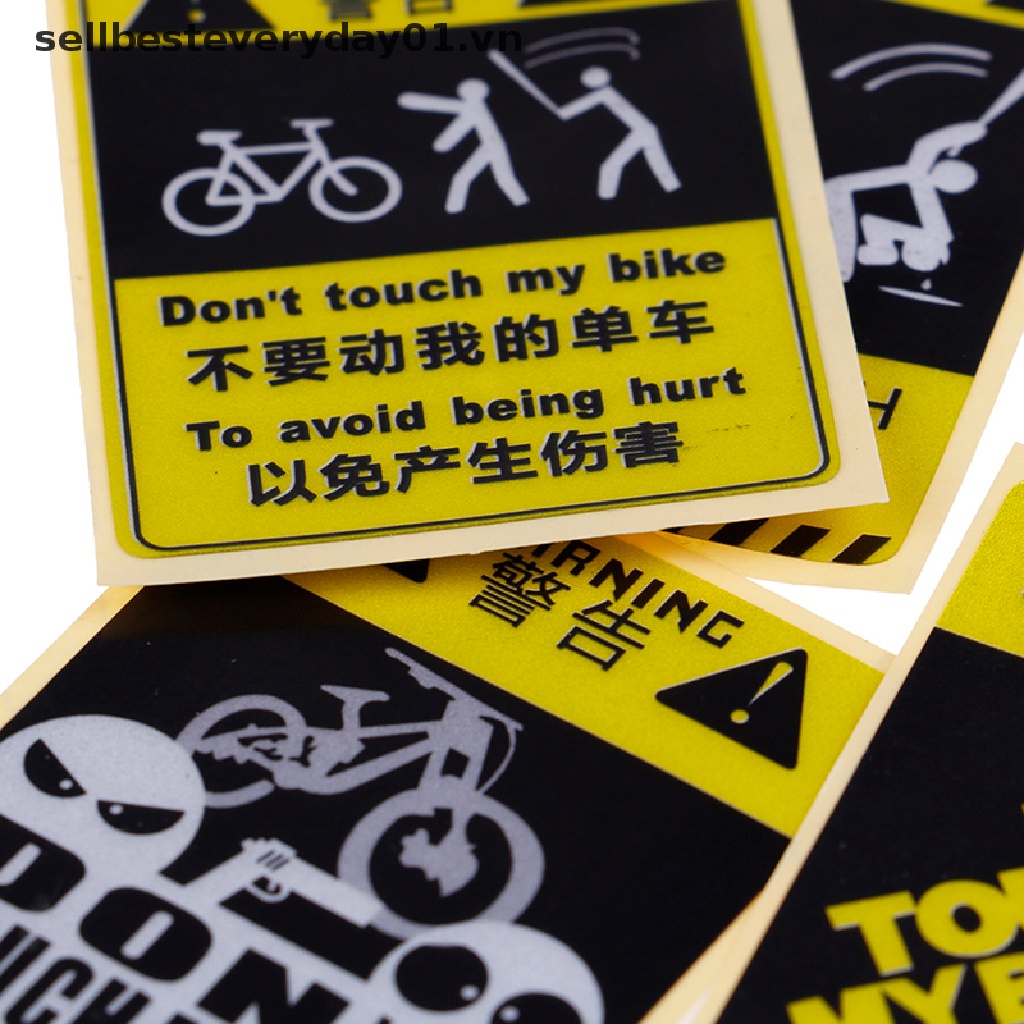 Miếng dán cảnh báo màu vàng trang trí xe đạp hình chữ DONT TOUCH MY BIKE chống thấm nước