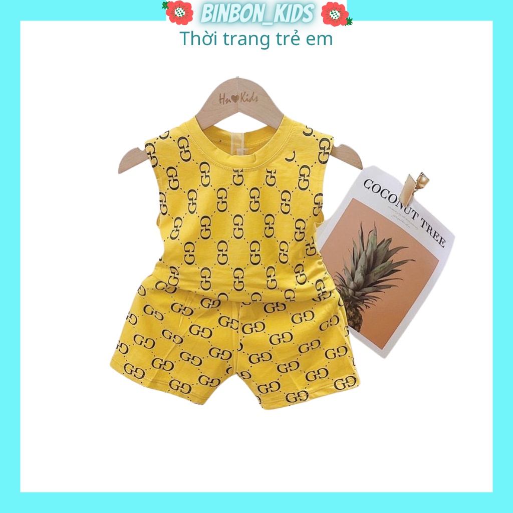 Quần áo ba lỗ cho bé.Bộ hè sát nách Guchi Cho Bé Trai Bé Gái Chát Cotton Cao Cấp GC004 BINBON KIDS