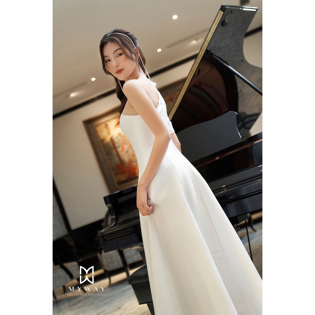 Đầm Dự Tiệc Nữ MY WAY Lệch Vai Dáng Xòe Sang Trọng MD104