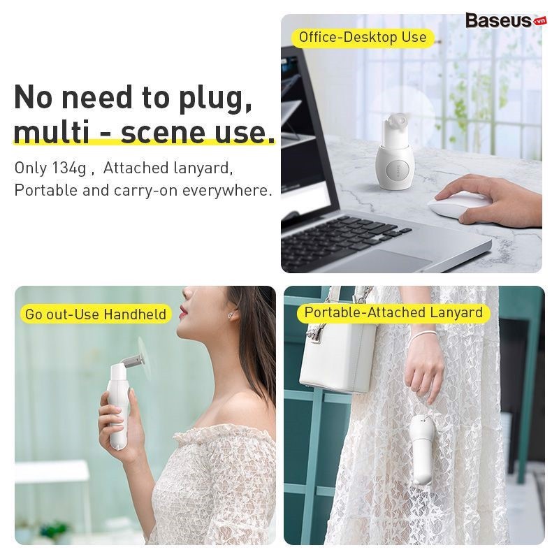 Quạt mini cầm tay hình gấu kiêm sạc dự phòng 2000mah Baseus CXZD -A02 chính hãng