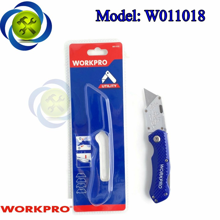 Dao rọc cáp Workpro W011018 loại xếp gấp lại cán xanh