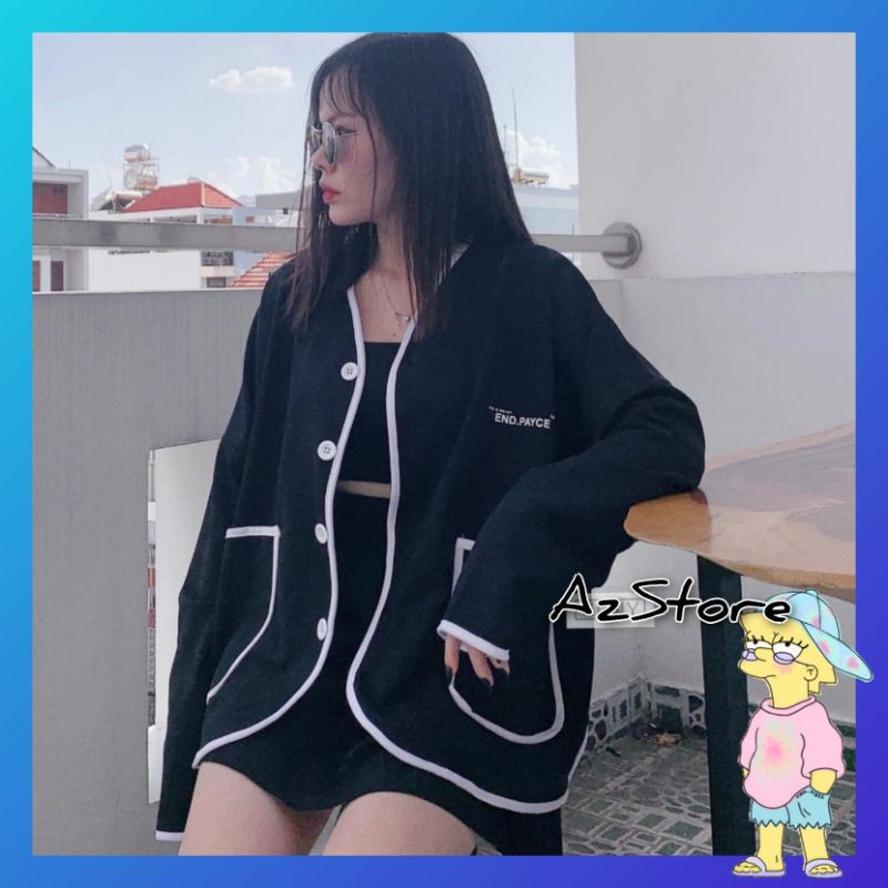 (FREESHIP) ❤ ÁO KHOÁC NỈ KHUY CÀI CADIGAN ĐEN | TRẮNG NỮ NAM | BigBuy360 - bigbuy360.vn