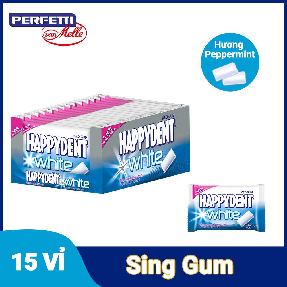 Kẹo cao su Happydent White hộp 15 vỉ