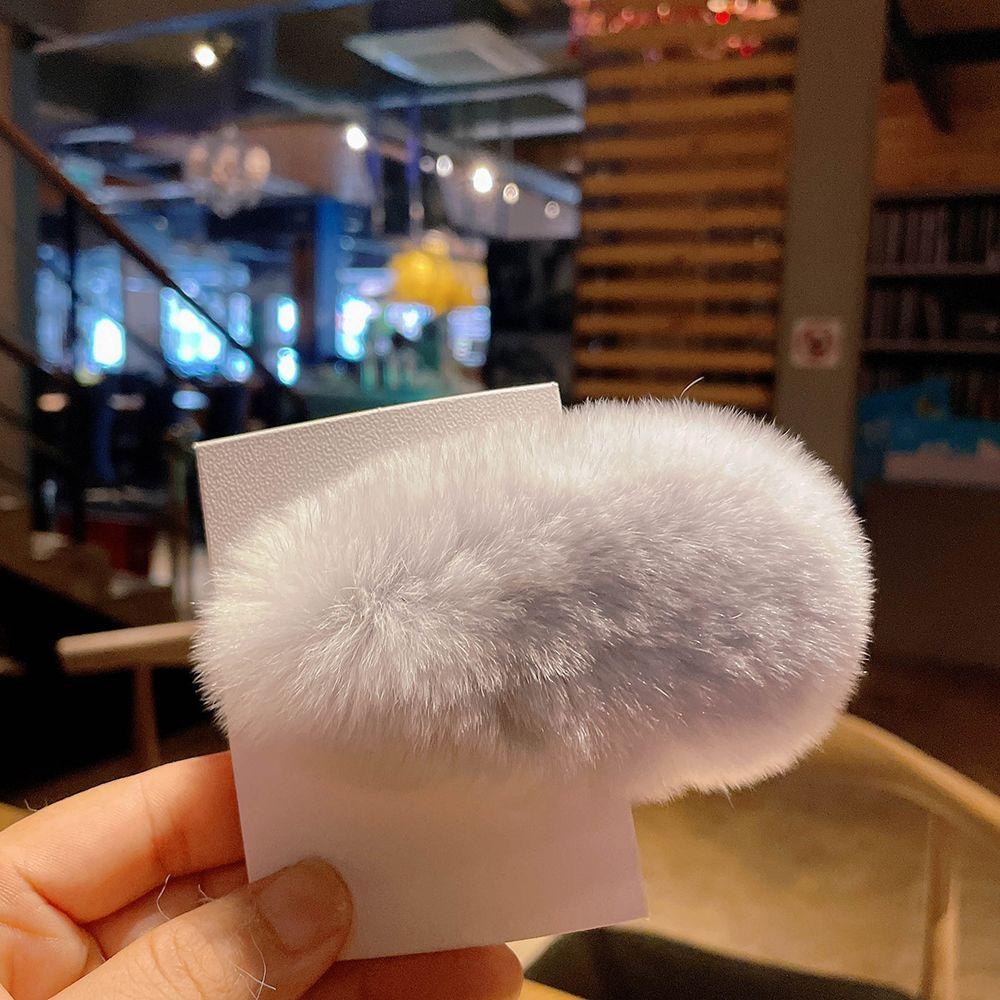 Set 2 Kẹp Tóc Lông Màu Trơn Ngọt Ngào Dành Cho Nữ