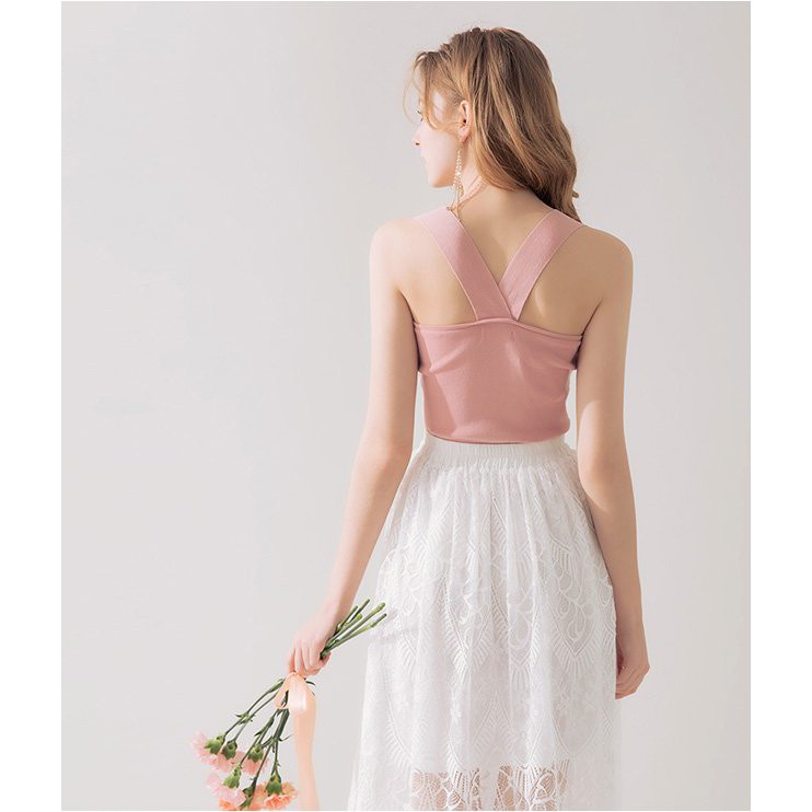 [Mã WABRM50 giảm 15% đơn 99k] Áo dệt kim sát nách dây chéo sau nữ Air Space 1921121 | BigBuy360 - bigbuy360.vn