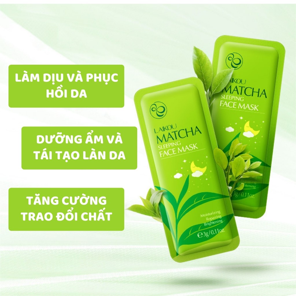 Mặt nạ Matcha Mud Mask Laikou 1 túi 15 gói 3g mặt nạ ngủ trà xanh nội địa trung | BigBuy360 - bigbuy360.vn