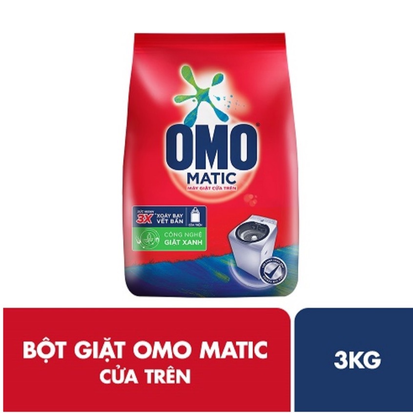 Bột giặt omo matic cửa trên túi 3kg