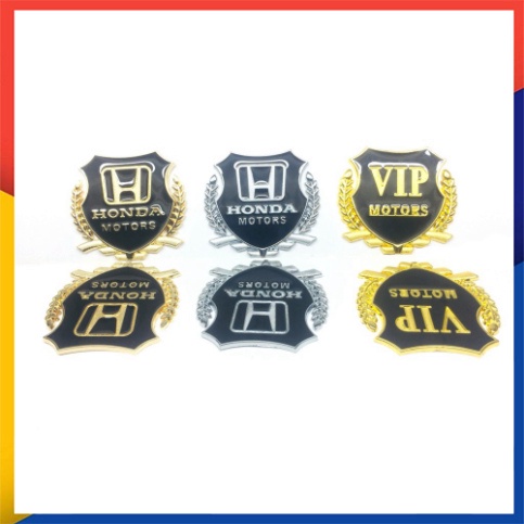 Logo HONDA / VIP Motors Kim Loại Dán Ô Tô, Xe Máy SH2012 - SH 2020, AB.. (GIÁ 1 CHIẾC)