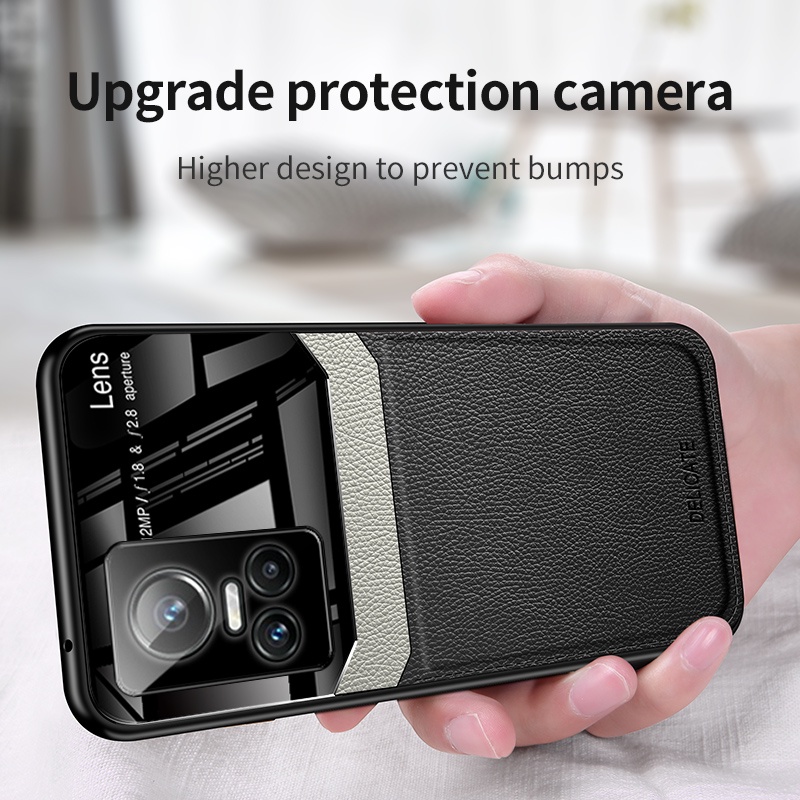 Chống Sốc Ốp Điện Thoại Da pu Mặt Gương Cho realme gt neo 2 3 8i narzo 50 x50 pro