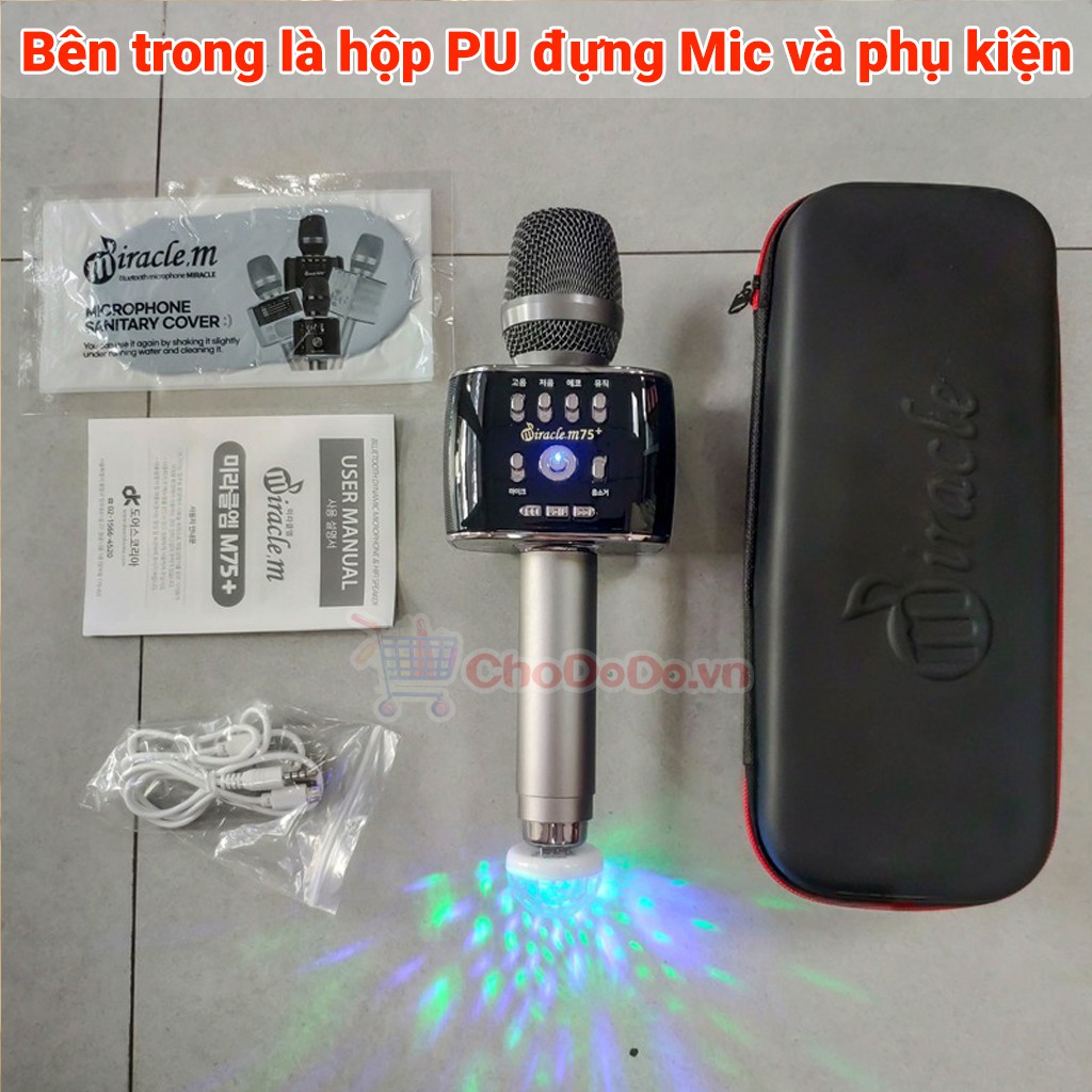 Micro Karaoke Bluetooth Miracle M75+ Hàn Quốc - Bản nâng cấp của Mic Magicsing MP30 - Cực Hay Kèm Quà Tặng Khuyến Mãi