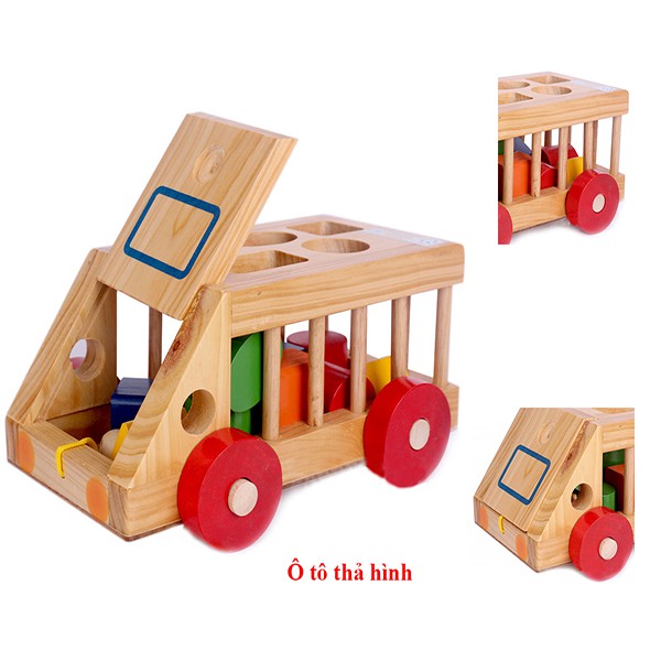 Đồ chơi ô tô thả hình bằng gỗ, hokiti, đồ chơi trẻ em