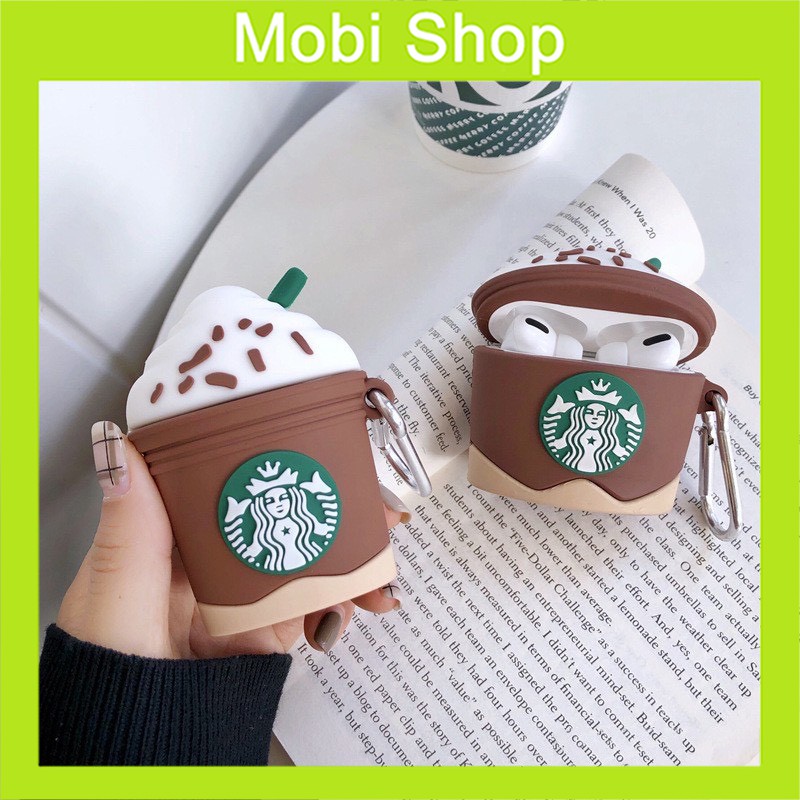 [Quà tặng ý nghĩa] Ốp Airpods trà sữa Starbuck nâu - Case Đựng Tai Nghe không dây i12