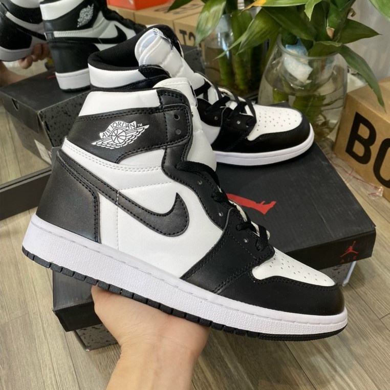 Giày thể thao 𝐉𝐨𝐫𝐝𝐚𝐧 1 Panda cao cổ, Giày sneaker JD1 trắng đen cổ cao full box