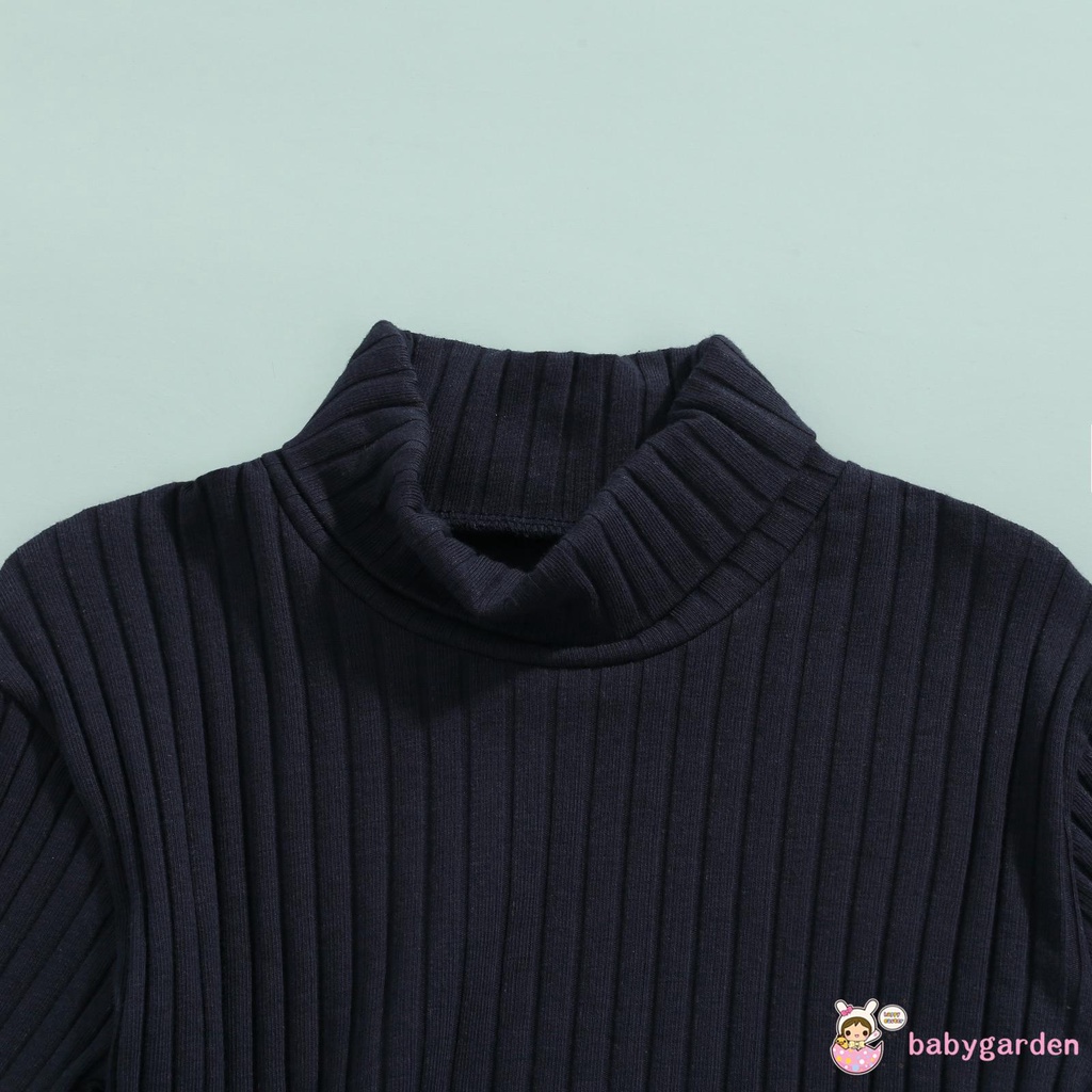 Áo Len Cổ Lọ Tay Dài Màu Trơn + Quần Denim Thời Trang Mùa Thu Cho Bé Gái 2-7 Tuổi