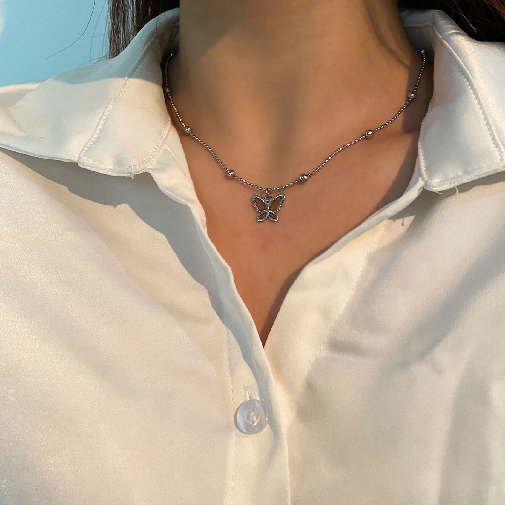 Vòng cổ choker mặt bướm trong suốt nhiều màu phong cách thời trang dễ phối đồ 22478