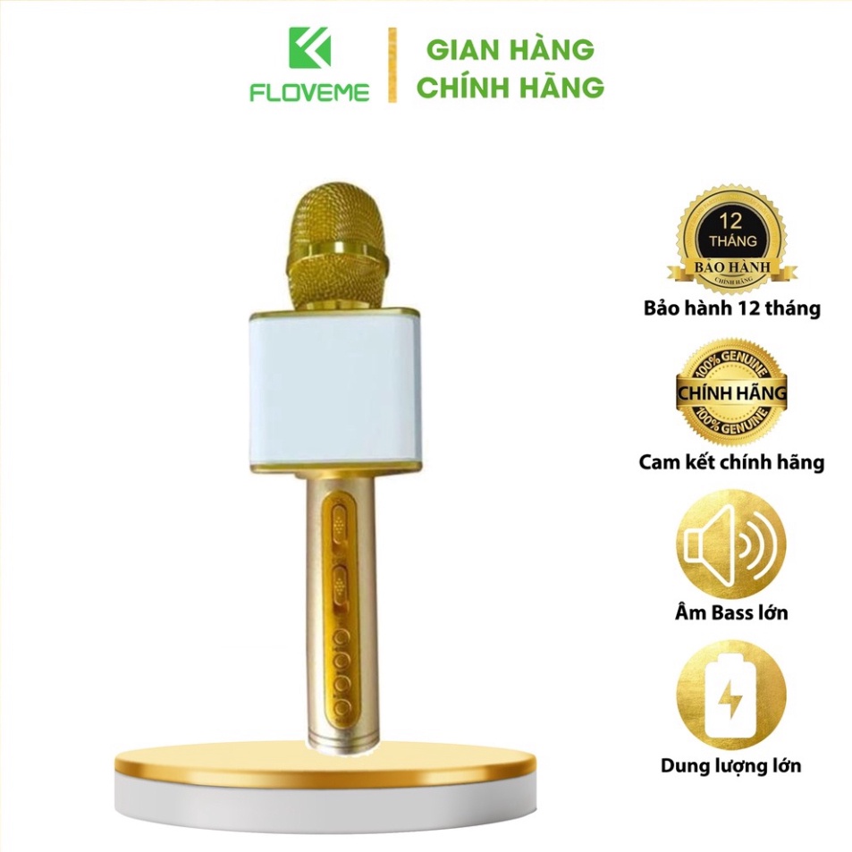 Micro Karaoke Bluetooth Floveme - SD08 Cấm Tay, bass chuẩn, pin 2600mah, Kết nối không dây, Âm thanh chân thật, loa to