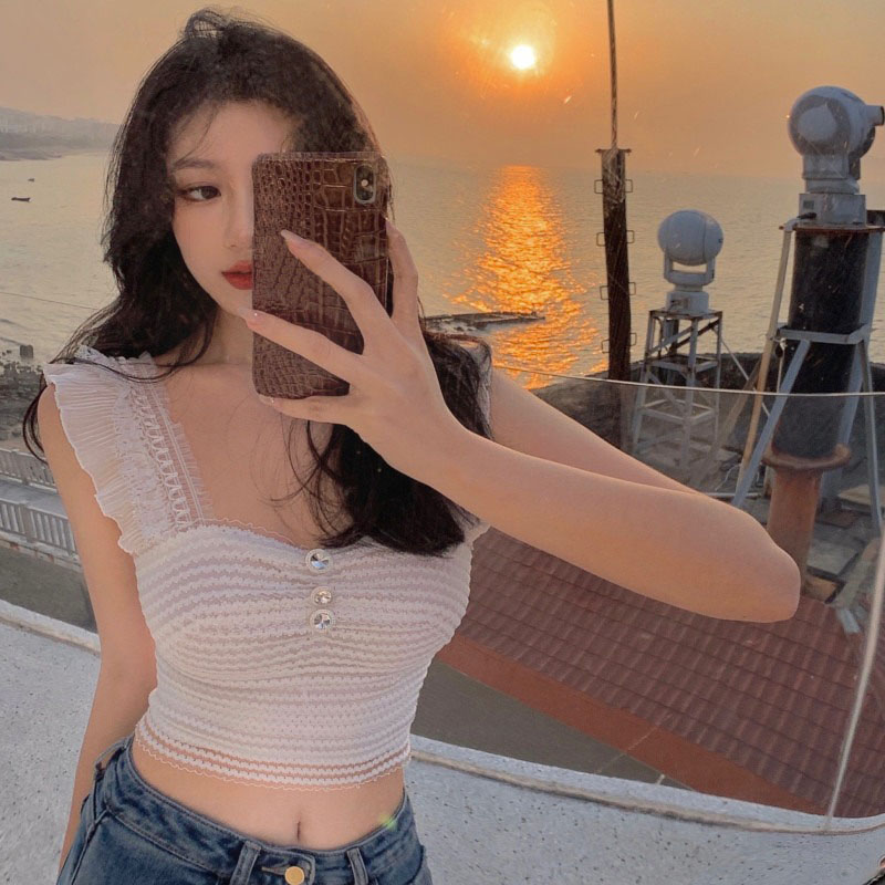 Cocory vn Áo Hai Dây Phối Ren Phong Cách Hàn Quốc Quyến Rũ Dành Cho Nữ