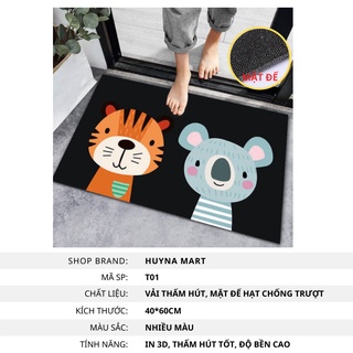 Thảm Lau Chân 3D Thấm Nước Chống Trơn Trượt 40x60cm HUYNA MART (Chọn mẫu) T01