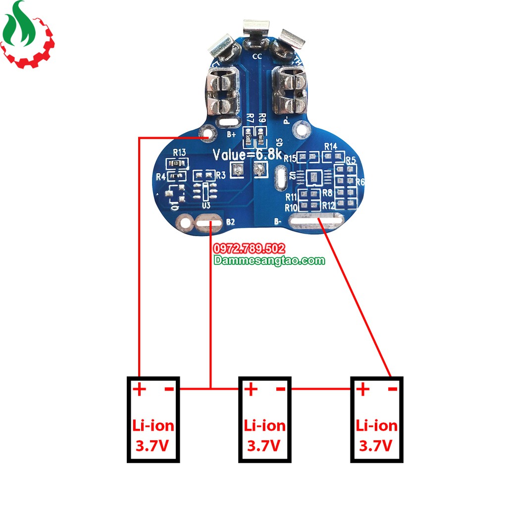 DMST Mạch pin bosch 10.8V 12V Li-ion 3.7V nhận sạc zin