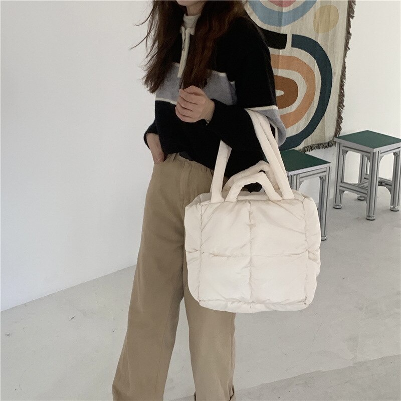 Túi tote JASMIN NOIR vải nylon hình vuông có đệm phong cách đơn giản sành điệu cho nữ