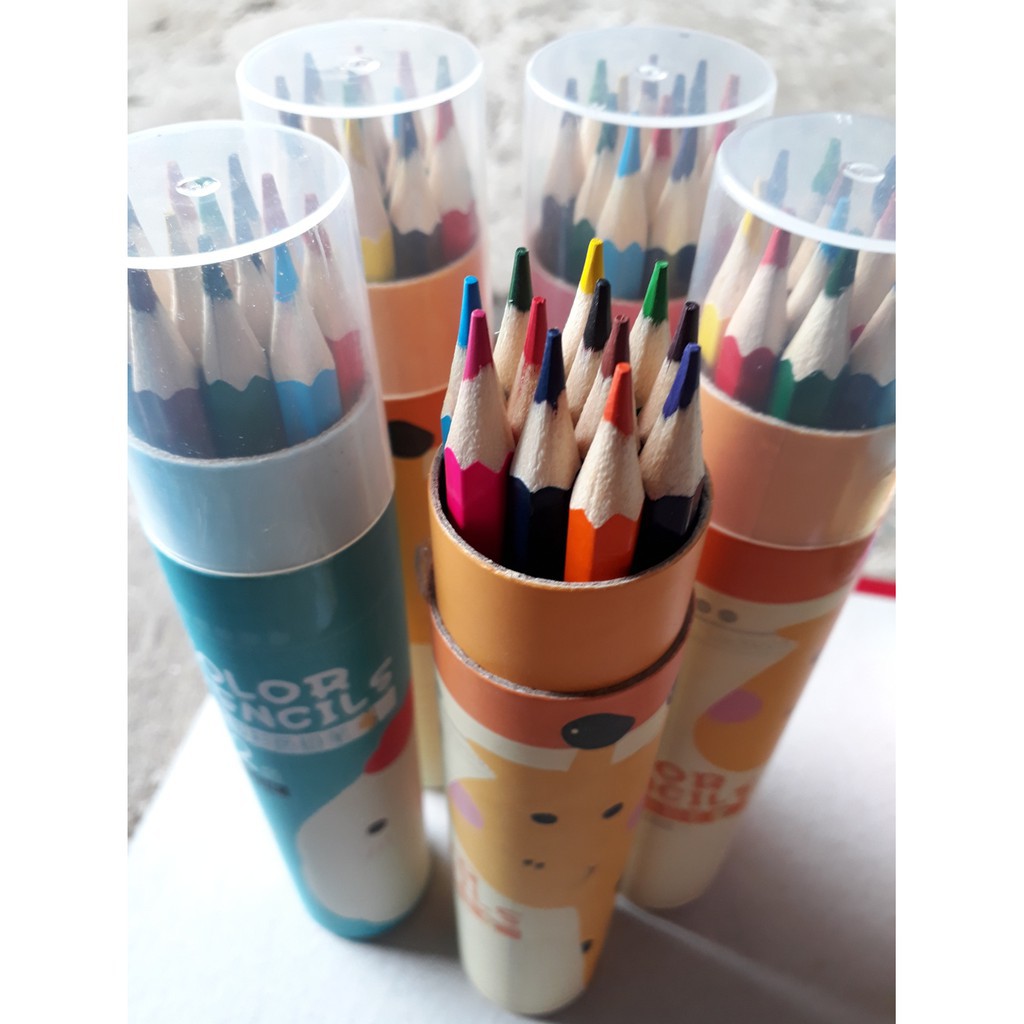 [Rẻ nhất] Hộp bút chì 12 màu nhiều hình ngộ nghĩnh đáng yêu hàng đẹp loại 1