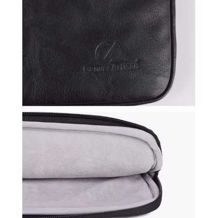 Túi chống sốc laptop cao cấp- bằng da- 2 ngăn- dành cho laptop 12/13/13.3/14/15/15.6 inch chống sốc-Đen sọc cam