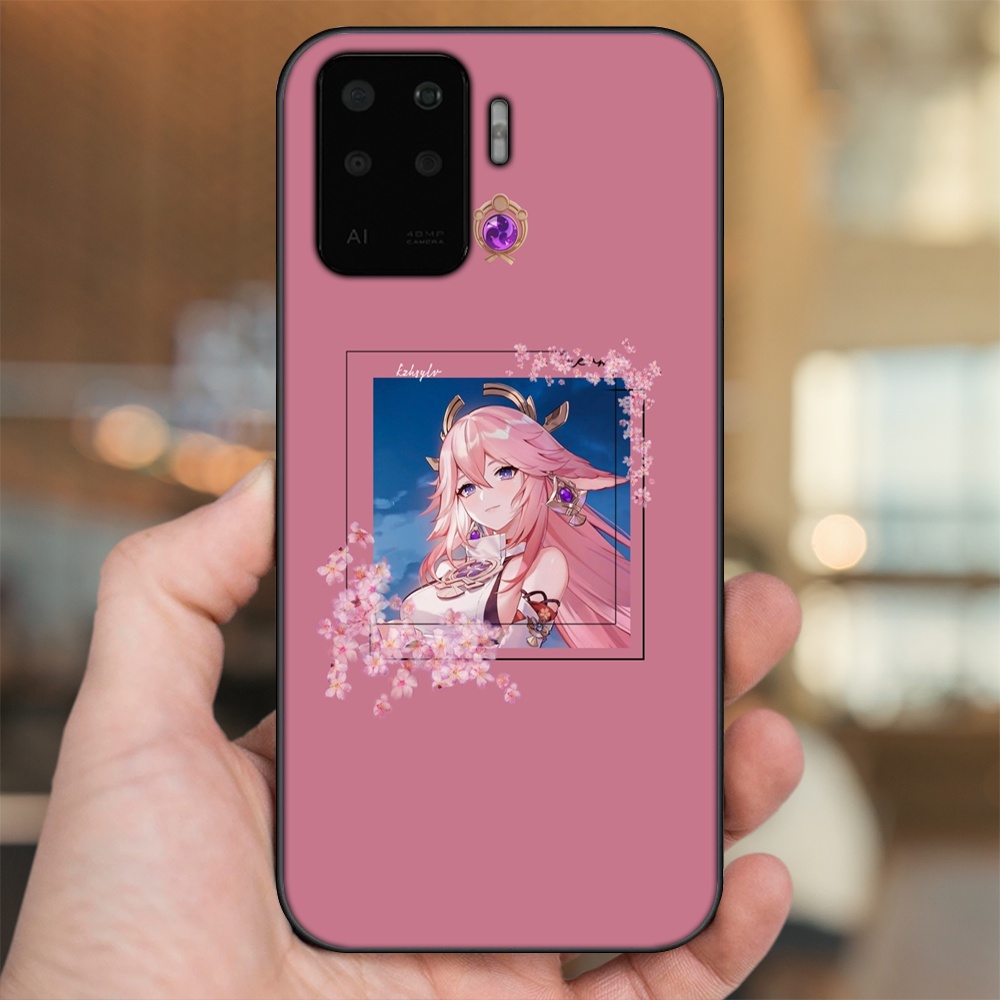 Ốp lưng Oppo A94 viền đen in hình Yae Miko Genshin Impact