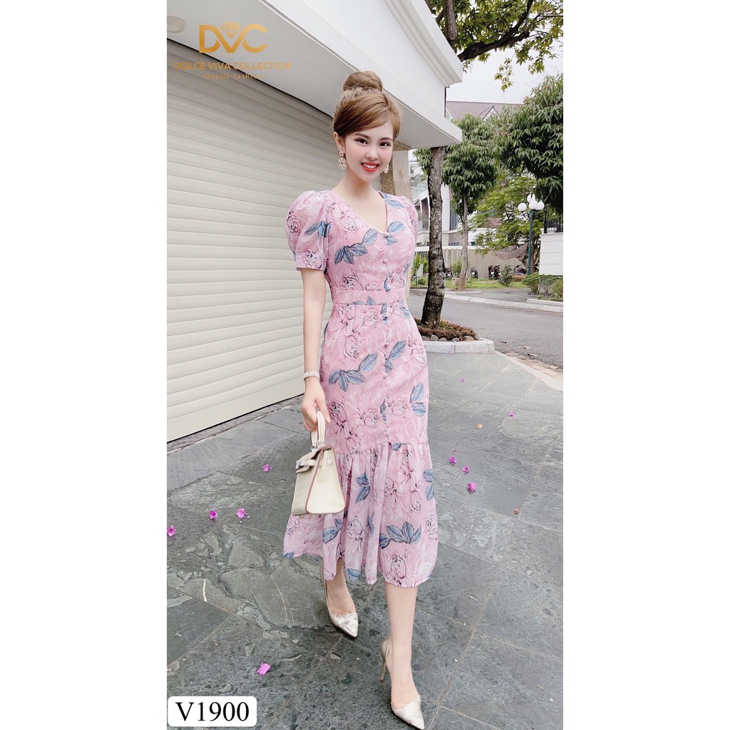 Váy hoa đuôi cá thiết kế V1900  - DOLCE VIVA COLLECTION