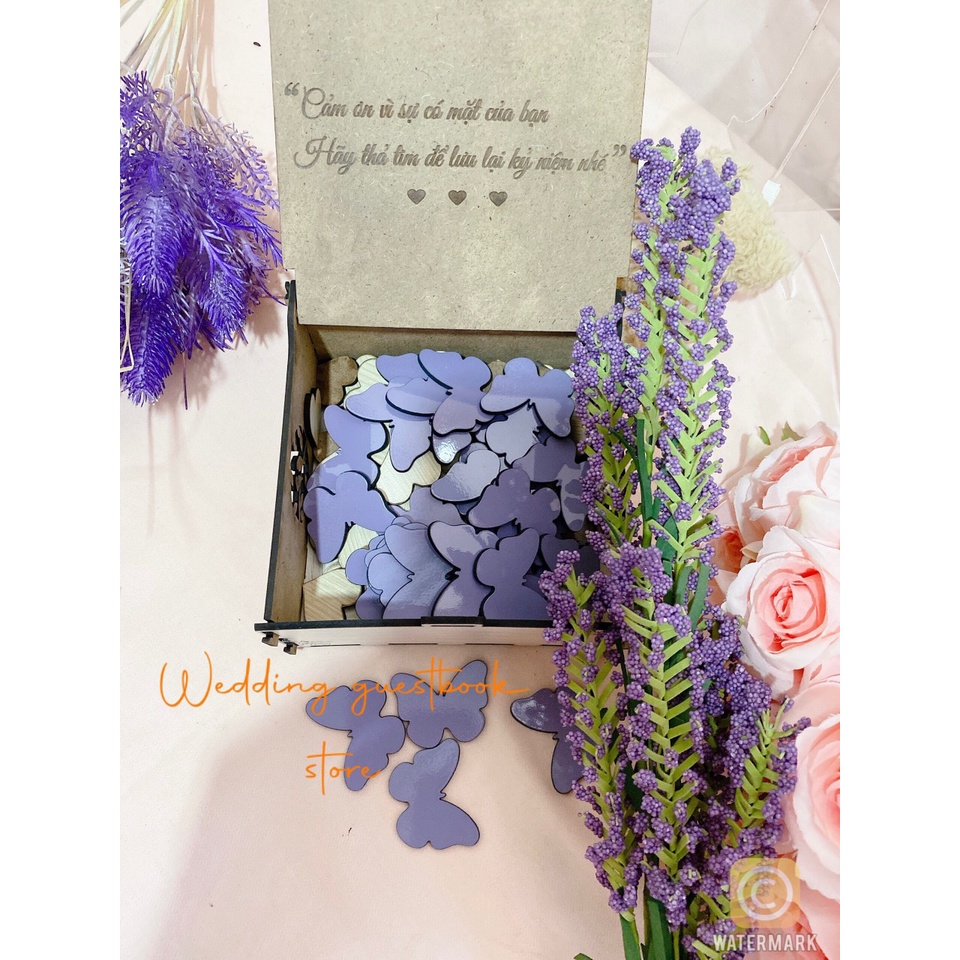 Hộp Thả Tim Cưới Viền Trắng | Thao Wedding Guestbook