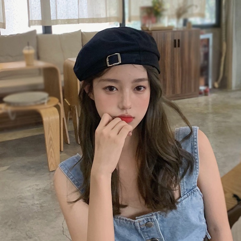 Mũ beret mỏng màu trơn thời trang mùa hè cho nữ