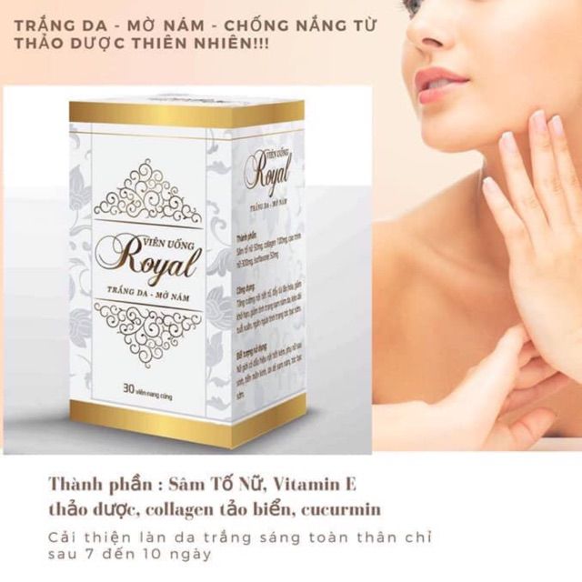Sỉ 1 hộp viên uống trắng da Royal, chính hãng Bình An, hộp 60 viên | BigBuy360 - bigbuy360.vn