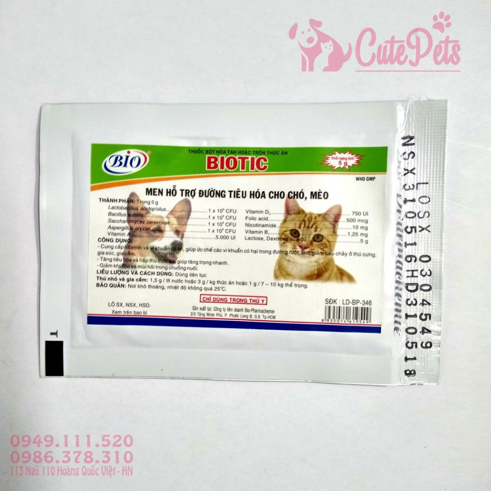 u8 BMB1 Men tiêu hóa cho chó mèo Biotic 5g - Men hỗ trợ đường tiêu hóa - CutePets Phụ kiện thú cưng pet shop Hà Nội 4 u8