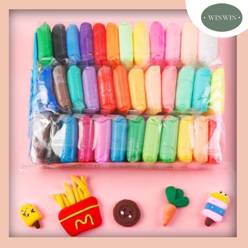 Đất Sét Tự Khô, Đất Nặn An Toàn cho bé Set 12,,36 màu hàng có sẵn, đất sét tự khô an toàn cho bé
