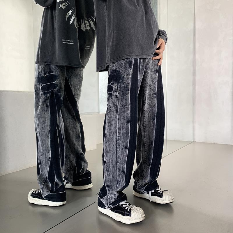 Quần Jean Nhuộm Màu Dáng Suông Rộng Phong Cách Thời Trang Retro Mỹ