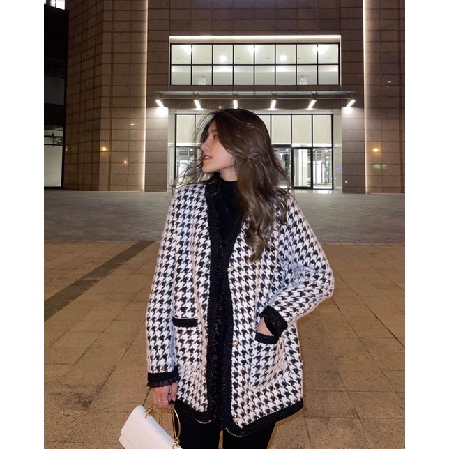 Áo Khoác Dạ Tweed Viền Voan Phong Cách Ulzzang, Áo khoác dạ quảng châu - Mono Boutique