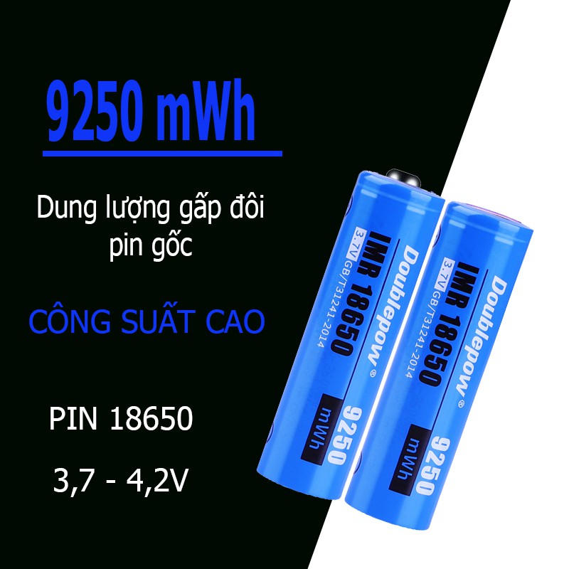 [Chính hãng] Pin 18650 Doublepow 9250mWh dung lượng cao (có cả đầu lồi và đầu bằng)