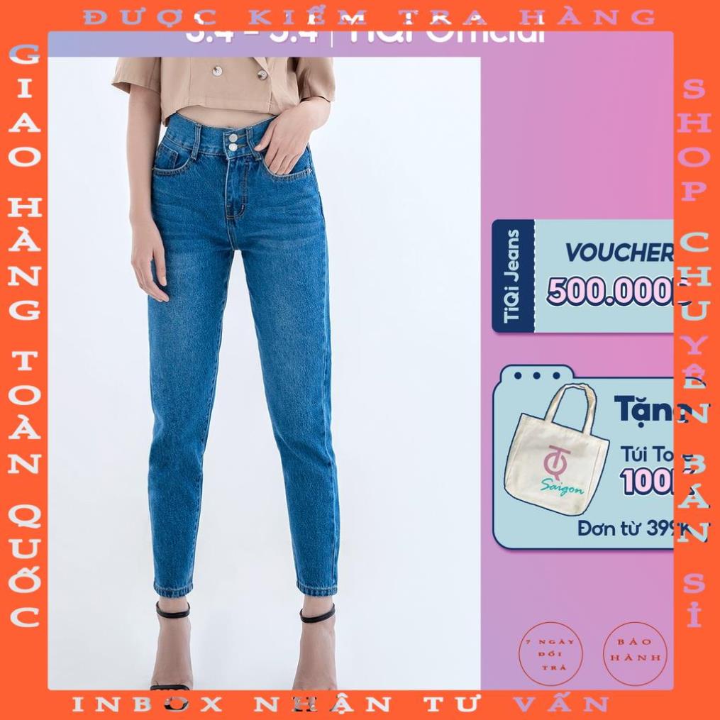 Quần Jean baggy Nữ Lưng Cao 2 Nút Tôn Dáng TiQi Jeans B1-193 chungmo