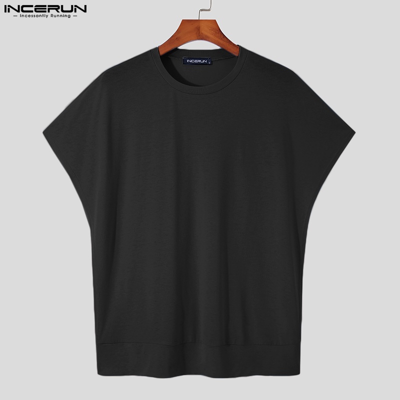 INCERUN Áo Thun Tay Ngắn Dáng Rộng Màu Trơn 3 Màu Sắc Đa Dạng Hợp Thời Trang Cho Nam