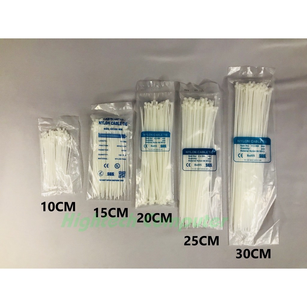 Dây rút, Dây thít, Lạt nhựa - Đen/Trắng - 10cm, 15cm, 20cm, 25cm, 30cm