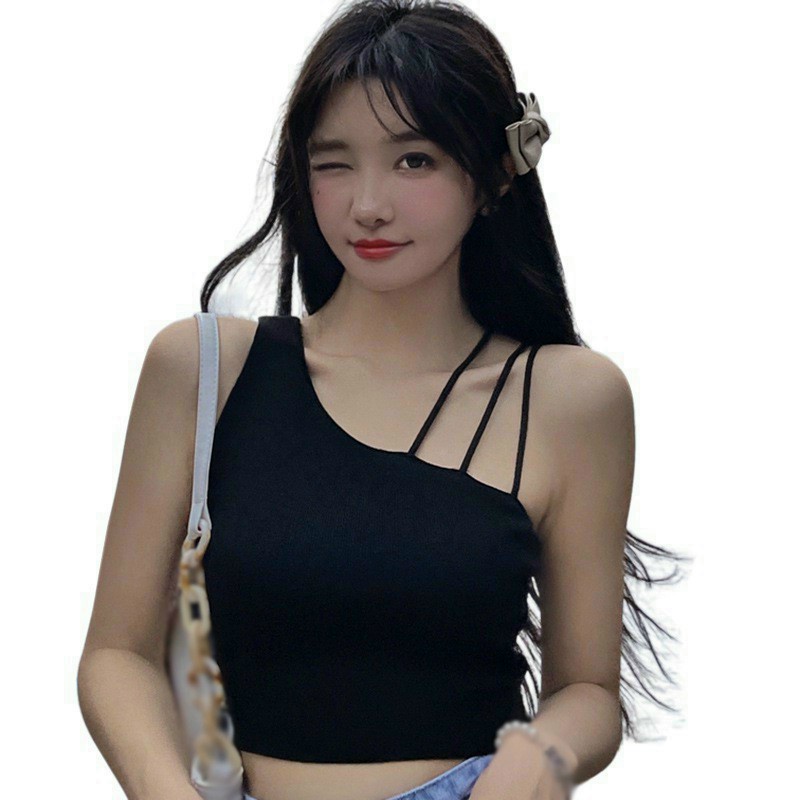 Áo thun Croptop, áo 2 dây body lệch vai sexy