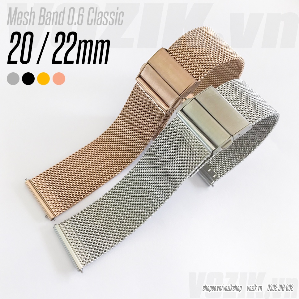 Dây đeo đồng hồ thép lưới mesh  Mesh 0.6mm VOZIK - milanese strap band for watches - 4