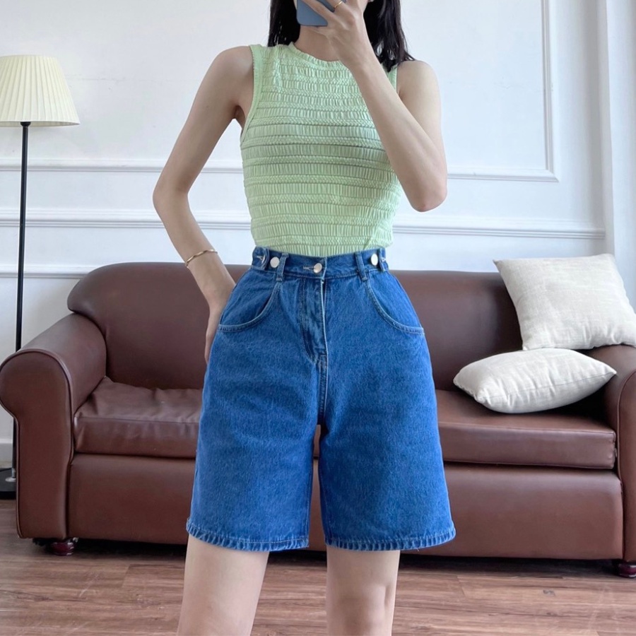 Quần bò nữ cap chun, quần short jean lưng chun đai chỉnh eo có bigsize