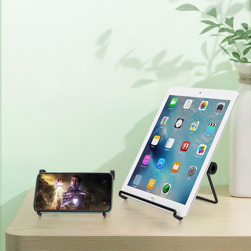 Giá đỡ để bàn điện thoại di động, máy tính bảng, ipad hợp kim nhôm cao cấp hai trục xoay 180 độ chống đổ tiện ích