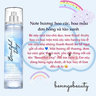 [BILL MỸ] BEAUTIFUL DAY - BỘ XỊT THƠM DƯỠNG THỂ BATH AND BODY WORKS