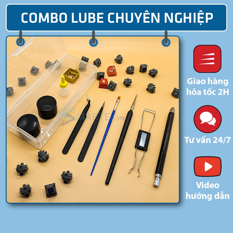 [Tặng Hộp Đựng] Bộ dụng cụ lube switch phím cơ | Kit Lube | Lube Tools - Set dụng cụ cơ bản, nâng cao - Full Option