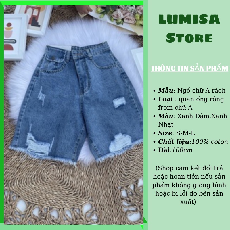 Quần jean ngố nữ bigsize quần jean ngố lưng cao quần jean ngố ống rộng rách LUMISA | BigBuy360 - bigbuy360.vn