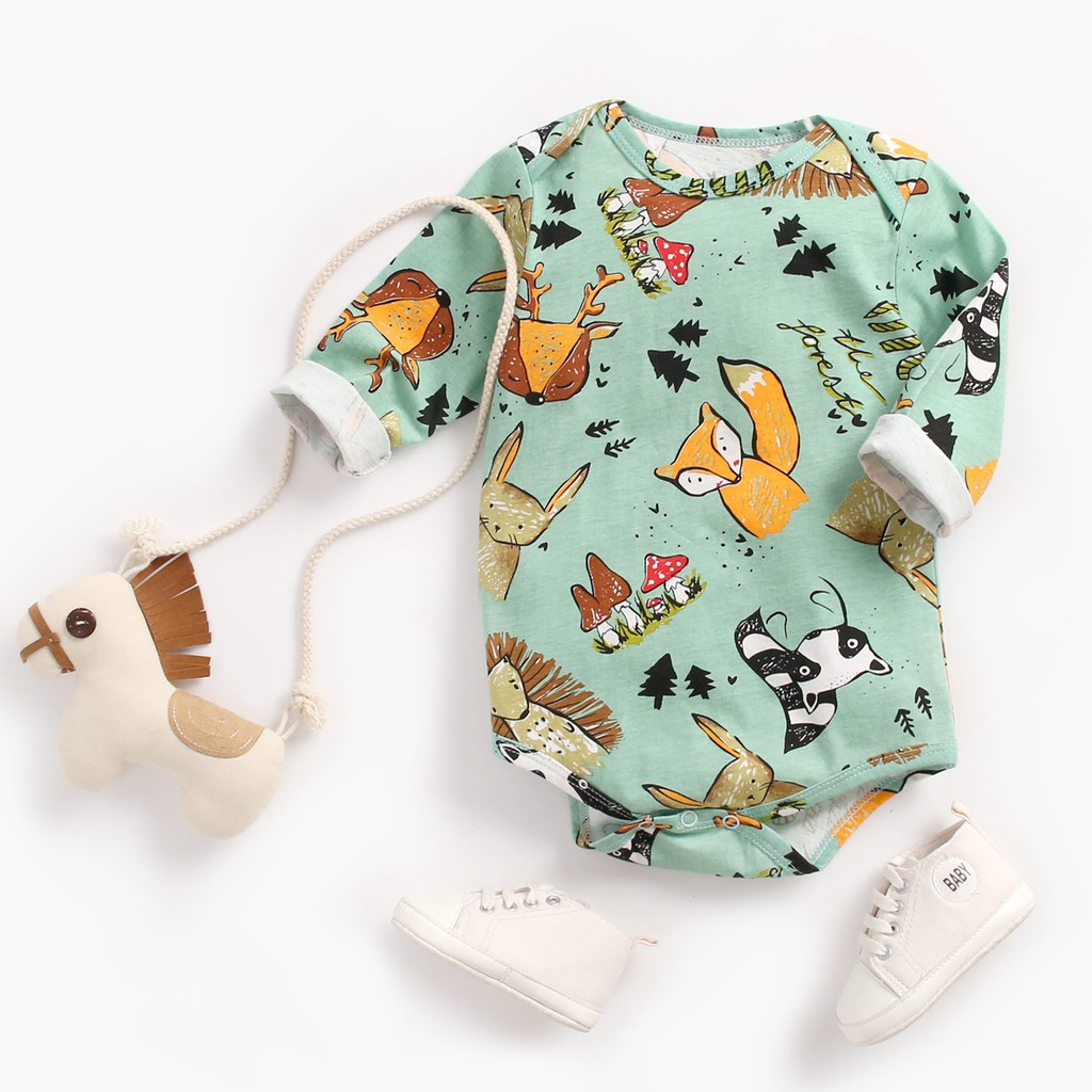 Sanlutoz Đứa bé Áo liền quần Hoạt hình Tay áo dài Trẻ sơ sinh Mùa đông