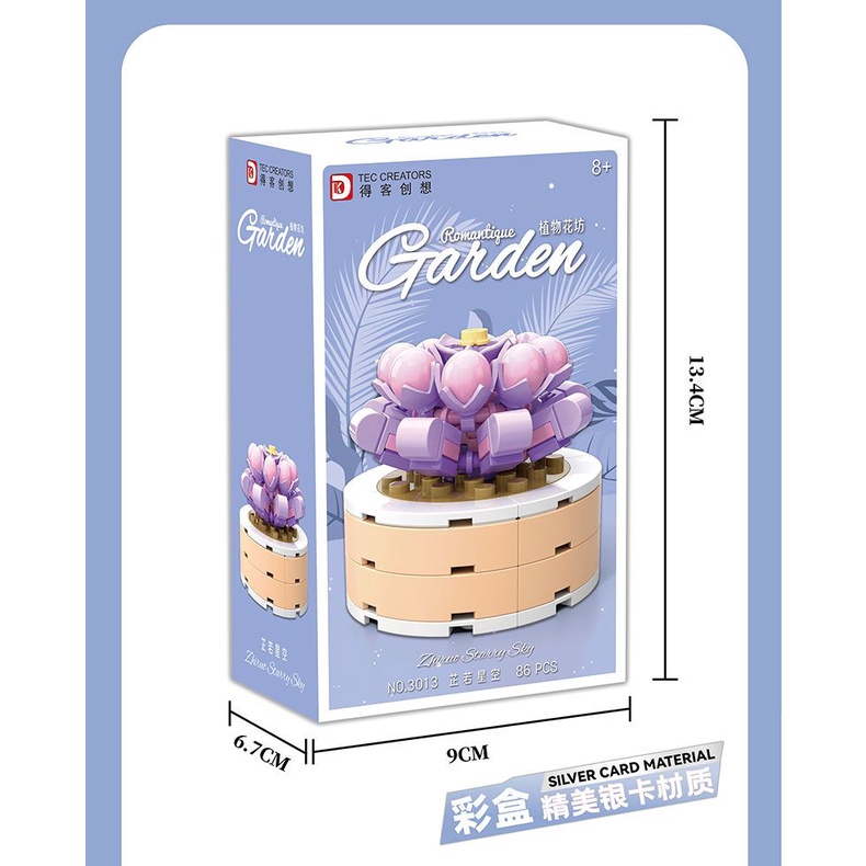 Đồ chơi giáo dục Lắp Ráp mô hình hoa cây mọng nước Dk 3013-3020 Simulation Succulent Flower Botanical